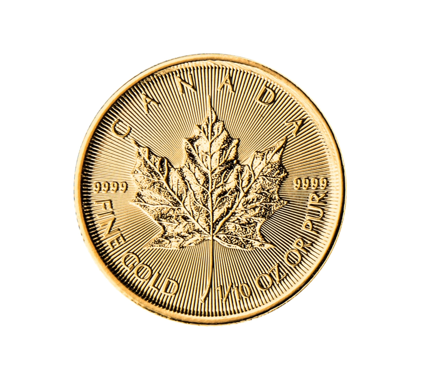 1/10 oz Canadian Gold Maple Leaf Coin (Random Date)