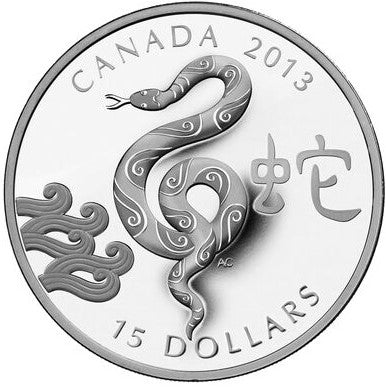 1oz Silver $15 Lunar Year of the Snake Coin