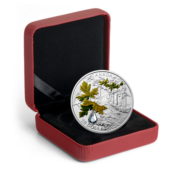 1 oz Jewel of the Rain: Bigleaf Maple Silver Coin