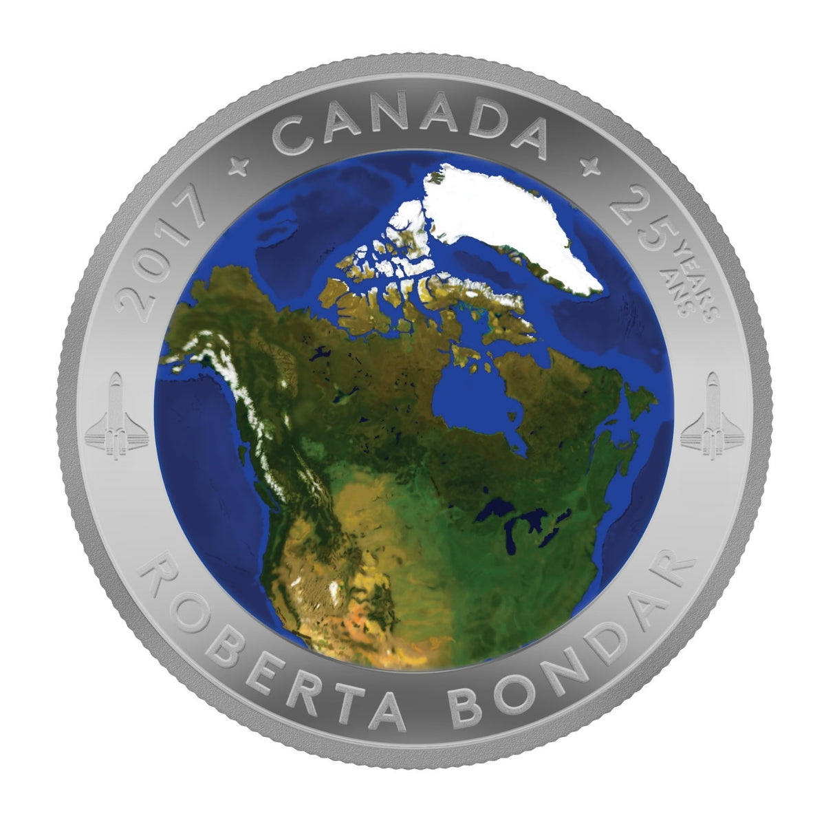 Glow-in-the-Dark View of Canada From Space Silver Coin