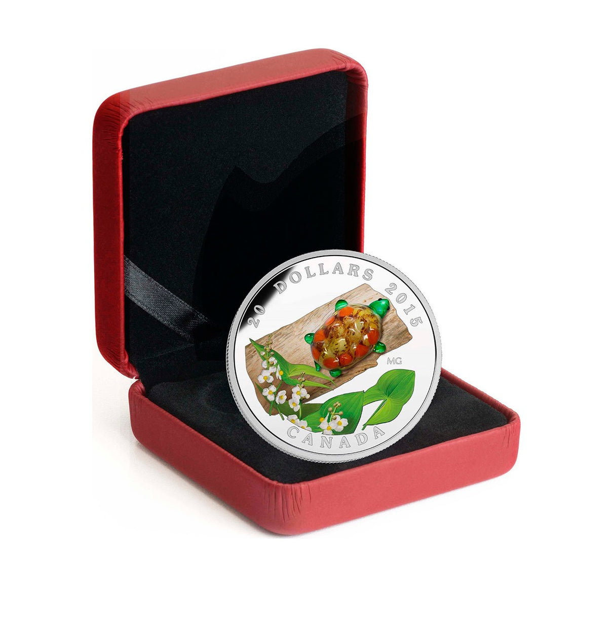 1 oz Turtle with Broadleaf Arrowhead Flower Silver Coin