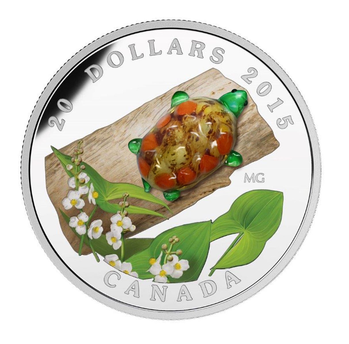 1 oz Turtle with Broadleaf Arrowhead Flower Silver Coin