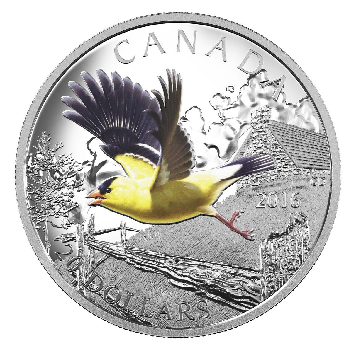 1 oz Colourful Birds of Canada: American Goldfinch Silver Coin