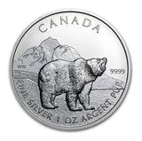 1 盎司加拿大野生动物灰熊银币