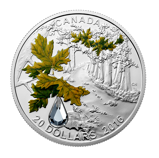 1 oz Jewel of the Rain: Bigleaf Maple Silver Coin