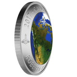 Glow-in-the-Dark View of Canada From Space Silver Coin